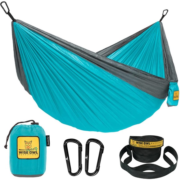 WiseOwl Outfitters Portable Double Camping Hammock Outdoor, Indoor w/Tree Straps - Picture 1 of 6